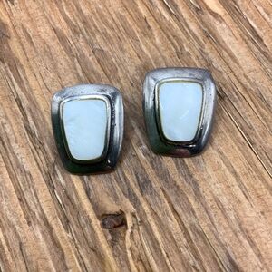 925 Post Sterling Silver Framed Mother of Pearl Clipped Earrings